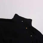 Button-embellished cotton-jersey top maxi skirt suit in black