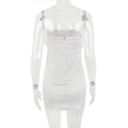 SATIN CRYSTAL EMBELLISHED BOW DRESS IN WHITE