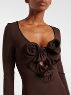Flowering Girl Women Floral-appliqué jersey maxi dress in brown
