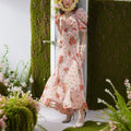 Pink Floral  V-Neck Maxi Dress