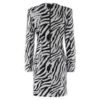 Flowering Girl Women Short two-tone zebra sequin mini dress