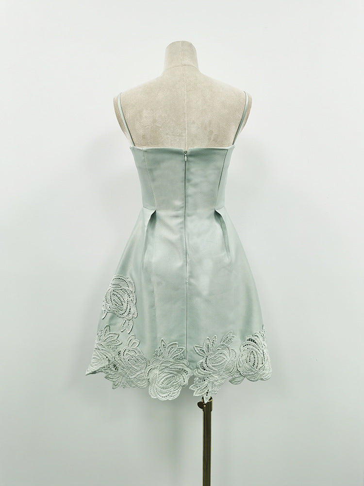 Flowering Girl Women Thera Flower Embellished Mini Dress In Pale Blue