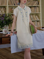 Cotton Doll Collar Cut Embroidery Set Skirt