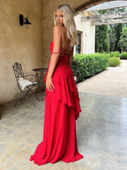 Flowering Girl Women red Backless Long Slip Dress