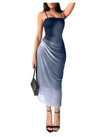 Flowering Girl Women black Mesh Suspender Backless Dress