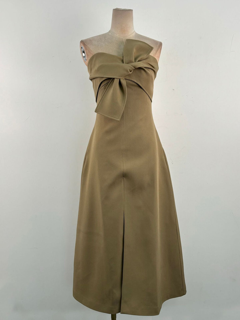 Flowering Girl Women alberta bowknot strapless slit midi dress in grey green