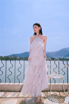 Mera Sleeveless Diamond Chain Cake evening Dress