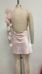 zenobia Floral Detail Mini Satin mini Dress in pink