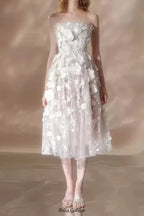 Flowering Girl Women anna crystal floral embroidery midi dress in white