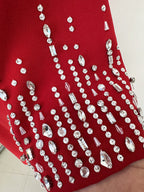 Flowering Girl Women biela v-neck crystal-embellished midi dress in red