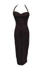 Flowering Girl Women Chocolate Halter Bodycon Midi Bandage Dress