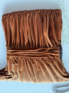 Gold Velvet Long-Sleeved Dress