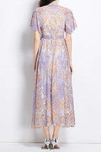 eileen multicolor single-breasted printed midi dress