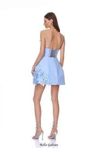 Flowering Girl Women lyuba 3d flower embellished A-line mini dress - blue