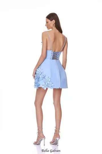 lyuba 3d flower embellished A-line mini dress - blue