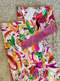 Flowering Girl Women painted graffiti irregular strap fringed skirt set