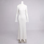 Gloria Draped Backless Jersey Maxi Dress In White
