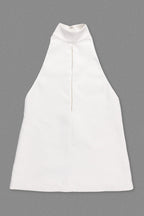 Flowering Girl Women v-Neck Cutout Backless Crepe Halter Dress - White