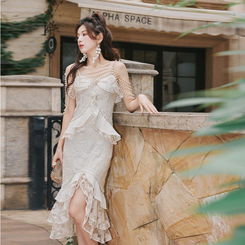 Frederica Lace-Trimmed Ruffled Slip Dress