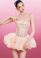 Roxya Floral Strapless Corset Mini Dress