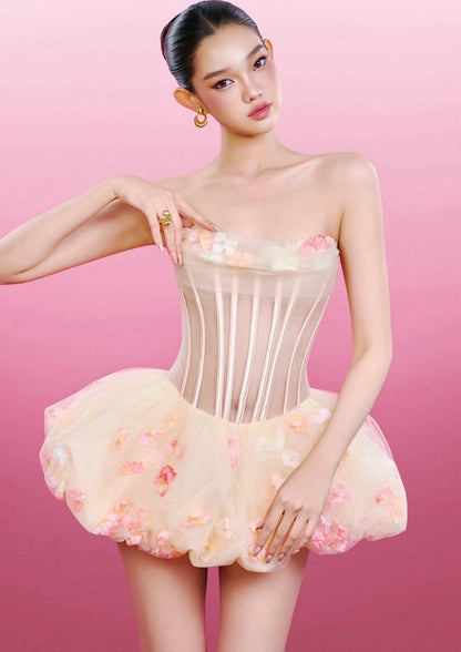 Roxya Floral Strapless Corset Mini Dress