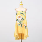 Edwina Applique Floral Embroidered Mini Dress In Yellow