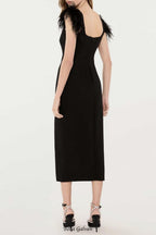josephine Bows High Slit Diamond Bandage Midi Dress