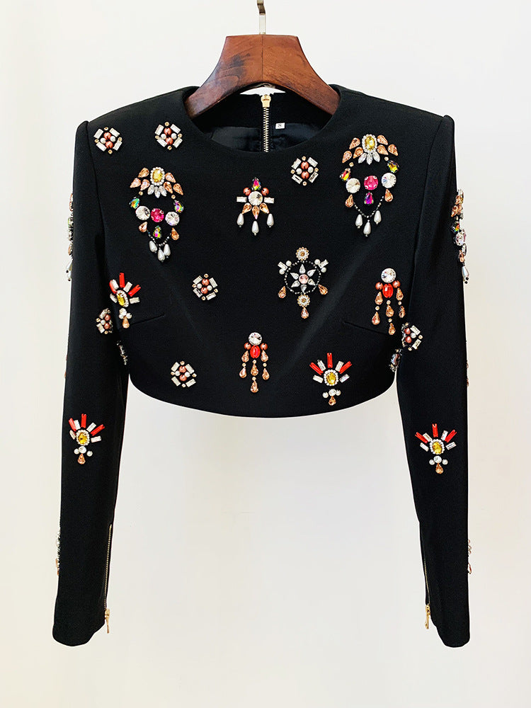 Flowering Girl Women Black Rhinestone Embellished Skirt Set