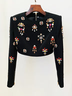 Flowering Girl Women Black Rhinestone Embellished Skirt Set