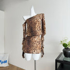 edwina Long Sleeves Leopard Print Mini Dress in brown