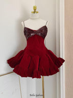 evangeline sequin embellished mini dress in red