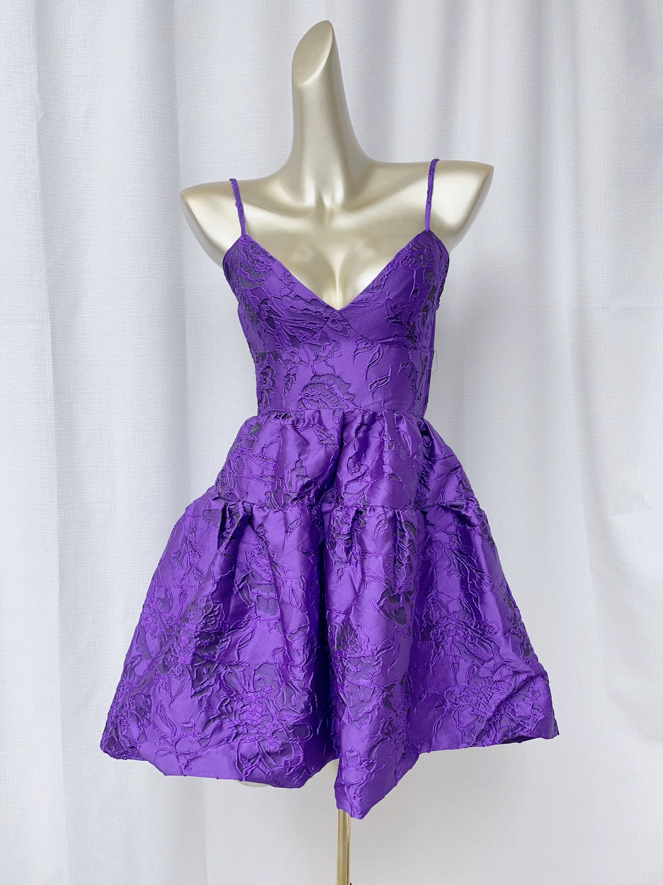 Flowering Girl Women Jacquard Dopamine Slip Mini Dress