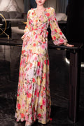 jocelyn v-neck floral print layer maxi dress - multicolor
