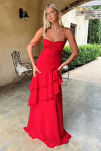 Flowering Girl Women red Backless Long Slip Dress