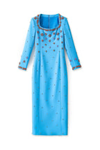 meroy square neck floral Beading Embroidery maxi dress in sky blue
