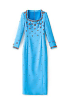 Flowering Girl Women Meroy Square Neck Floral Beading Embroidery Maxi Dress In Sky Blue