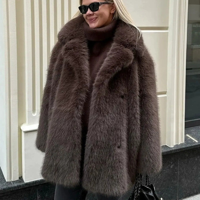 Flowering Girl Women imitation fox fur coat in winter