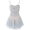 Light Blue Lace Corset Tulle Mini Dress