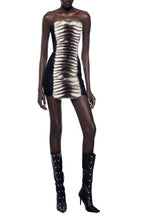 Flowering Girl Women Arlene Plush Cut Strapless Mini Dress In Black - Zebra