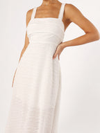Pom Pom Trim Back Bow Midi Sundress