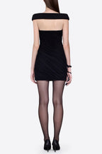 Flowering Girl Women lola black Off-shoulder asymmetrical-draped mini dress