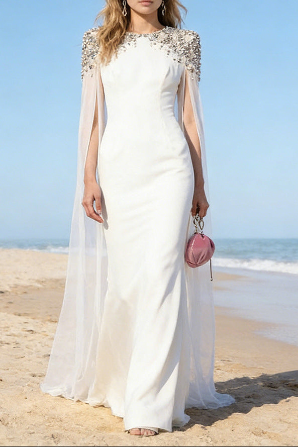 white diamond long sleeve maxi dress