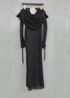 Flowering Girl Women Lila Flower Embellished Pleated Strapless Maxi Dress In Black
