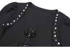 Flowering Girl Women flower knit mini dress in black