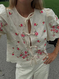 Flowering Girl Women embroidery with flush edge short top