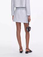 Flowering Girl Women Zenobia Pale Blue Tweed Mini Skirt