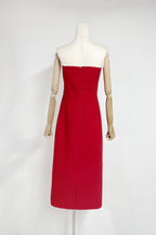 suzanne Appliqué Floral Bustier Maxi Dress in red