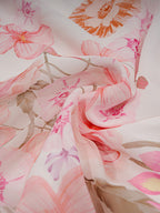 White Floral Flying Sleeves Maxi Dress