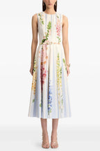 multicolor floral print sleeveless vacation midi dress