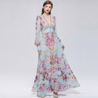 Flowering Girl Women xaviera Chiffon mesh A-line printed maxi dress